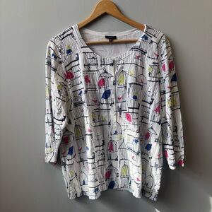 NWOT Talbots 2Xp Birdcage Sweater Cardigan Novelety 3/4 Sleeves